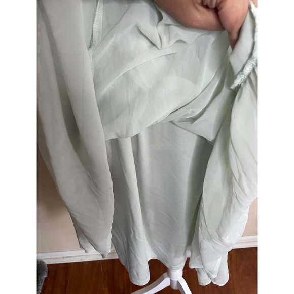 Vero Moda Pastel Midi Dress Ruffle Tiered Mint Green Lined Dress Size L - Picture 7 of 14